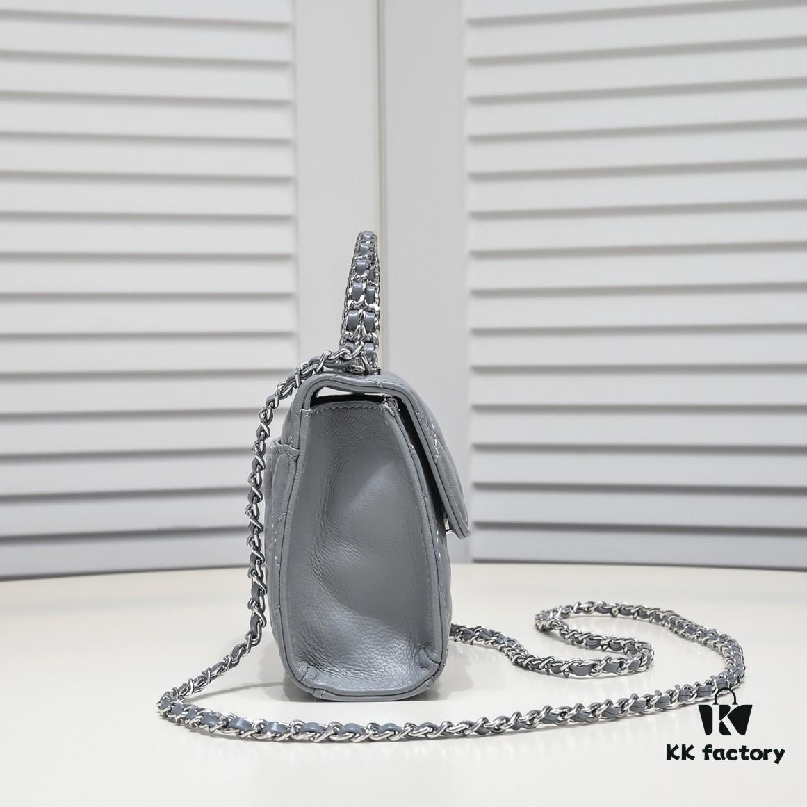 Small Chanel Kelly Bag in Black Lamb Leather with Long Handle