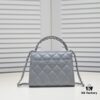 Small Chanel Kelly Bag in Black Lamb Leather with Long Handle