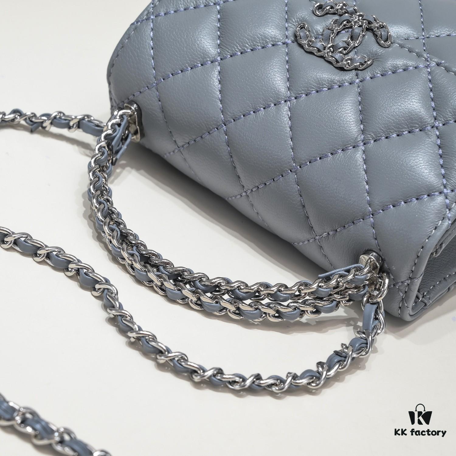 Small Chanel Kelly Bag in Black Lamb Leather with Long Handle