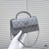 Large Chanel Black Kelly Bag with Long Handle, Lambskin, 19x10x4.5cm