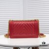 Chanel Crown Lambskin Bag with Original Hardware - Full Sheepskin, Thickened Electroplated Metal Fittings, No. 67086 Gold V-Check Pattern 25*15*8cm
