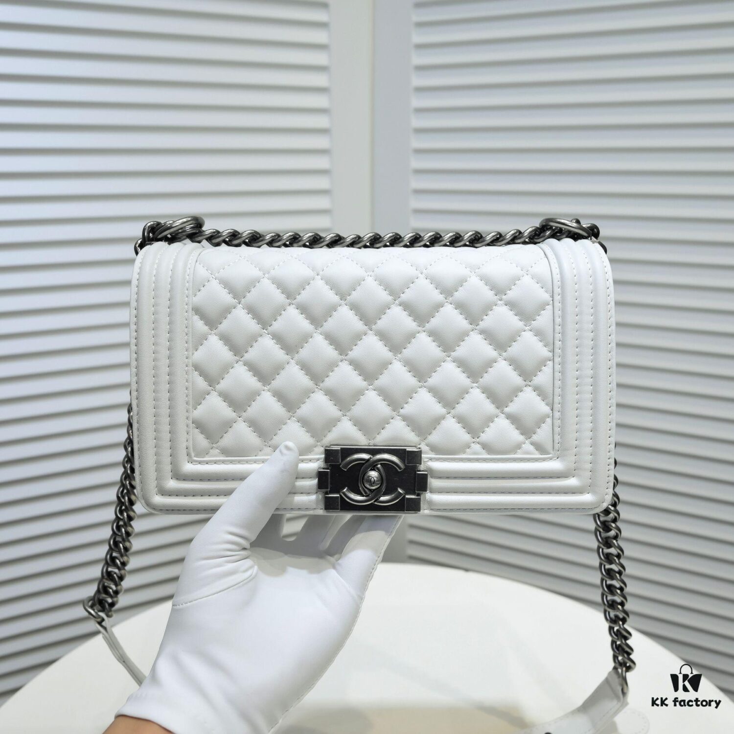 Chanel Genuine Lambskin Bag with Original Hardware - Antique Silver, 25x15x8cm