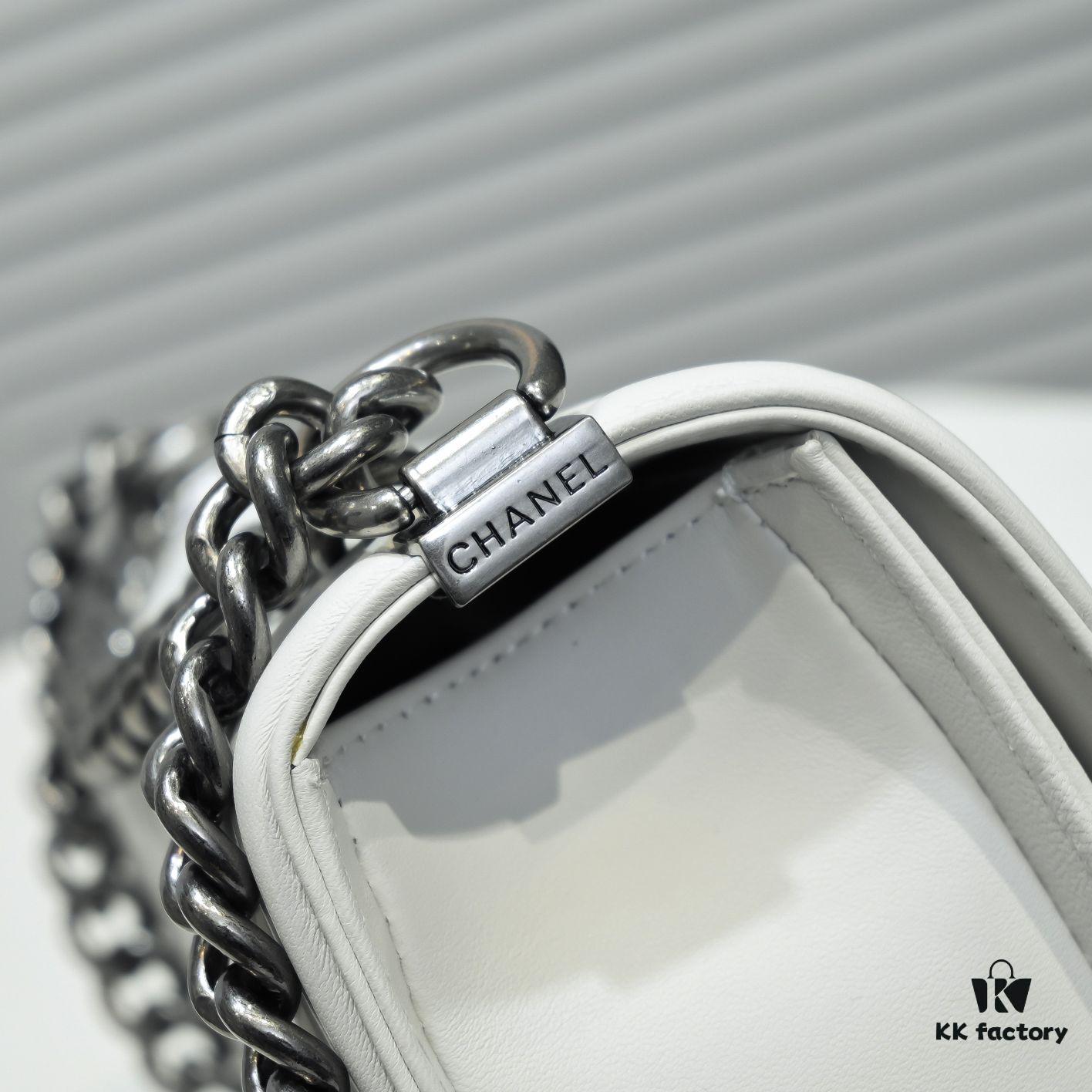 Chanel Genuine Lambskin Bag with Original Hardware - Antique Silver, 25x15x8cm