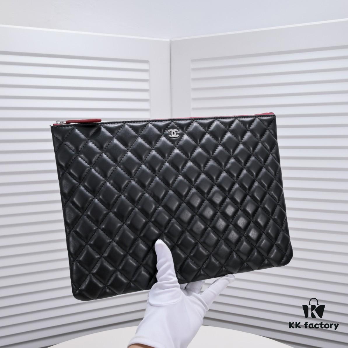 Silver Button with Box Chanel Original Lambskin Quilted Clutch Bag Latest Official Website Fashion Trend Elegant and Generous High-End Sheepskin Handbag
