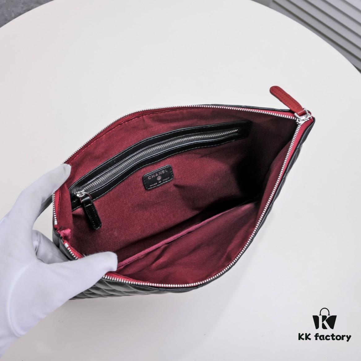 Silver Button with Box Chanel Original Lambskin Quilted Clutch Bag Latest Official Website Fashion Trend Elegant and Generous High-End Sheepskin Handbag