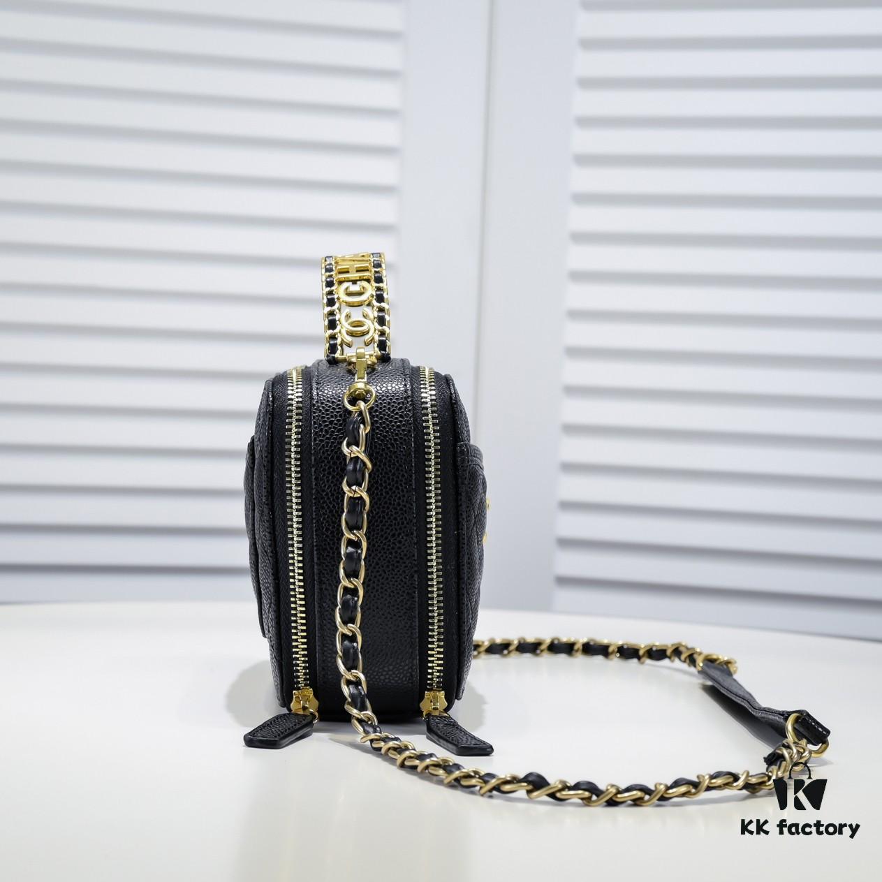 Chanel Official Website, Caviar Handle Letter Bag Double C Camera Chain Crossbody Bag, Model No. 9081, Size: 20*9*15cm