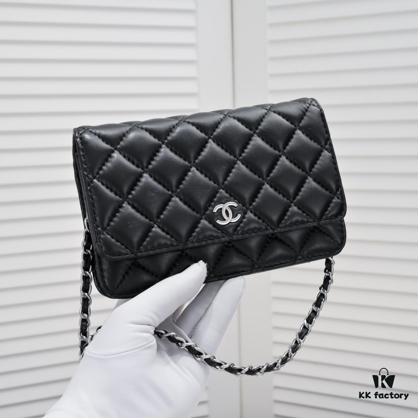 CHANEL WOC Classic Fortune Bag, Full Lambskin Inside and Out, Original Hardware, Convertible Chain for Crossbody or Shoulder Wear, Can Be Stowed to Use as a Clutch