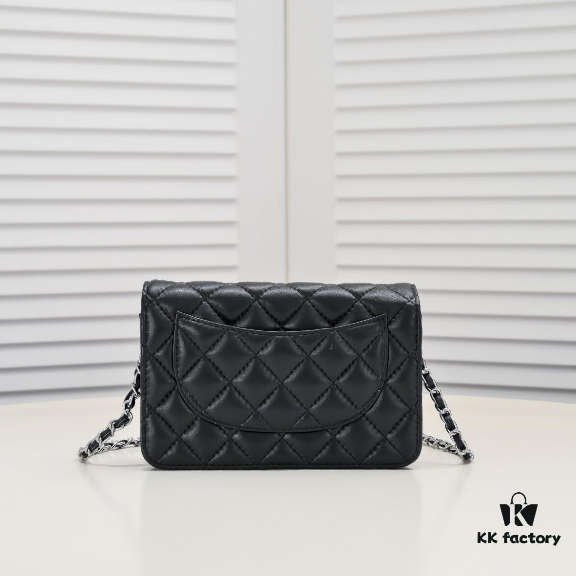 CHANEL WOC Classic Fortune Bag, Full Lambskin Inside and Out, Original Hardware, Convertible Chain for Crossbody or Shoulder Wear, Can Be Stowed to Use as a Clutch
