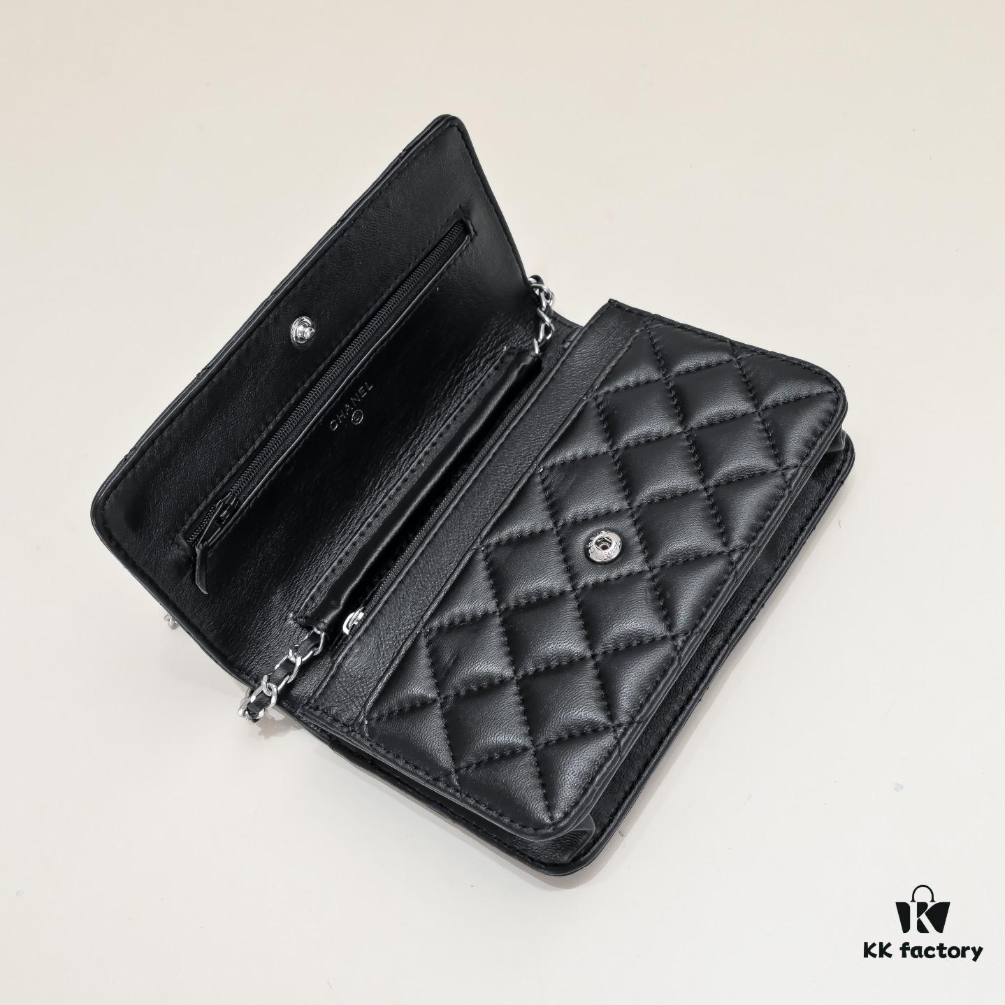 CHANEL WOC Classic Fortune Bag, Full Lambskin Inside and Out, Original Hardware, Convertible Chain for Crossbody or Shoulder Wear, Can Be Stowed to Use as a Clutch