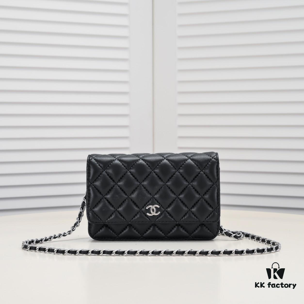 CHANEL WOC Classic Fortune Bag, Full Lambskin Inside and Out, Original Hardware, Convertible Chain for Crossbody or Shoulder Wear, Can Be Stowed to Use as a Clutch