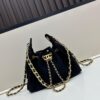 Mini Chanel 25C Hobo Bag in Suede with Matte Finish, Fringe Style Crossbody Bucket Bag with Vintage Coin Button Drawstring, Quilted Design, Black Gold Tone Hardware, Classic Chain Strap