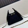 Mini Matte Chanel 25C Hobo Bag in Suede, Fringe Crossbody Bucket Bag with Vintage Coin Toggle Drawstring, Diamond Quilting, Retro Black-Gold Tone, Classic Chain Design
