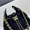 Mini Matte Chanel 25C Hobo Bag in Suede, Fringe Crossbody Bucket Bag with Vintage Coin Toggle Drawstring, Diamond Quilting, Retro Black-Gold Tone, Classic Chain Design