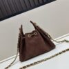 Mini Matte Chanel 25C Hobo Bag in Suede, Fringe Crossbody Bucket Bag with Vintage Coin Toggle Drawstring, Quilted Design and Classic Chain Strap