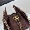 Mini Matte Chanel 25C Hobo Bag in Suede, Fringe Crossbody Bucket Bag with Vintage Coin Toggle Drawstring, Quilted Design and Classic Chain Strap