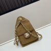 Mini Matte Chanel 25C Hobo Bag in Suede - Vintage Coin Toggle Drawstring Bucket Bag with Quilting and Retro Black-Gold Chain