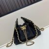 Mini Chanel 25C Hobo Bag in Suede with Matte Finish, Fringe Style Crossbody Bucket Bag with Vintage Coin Button Drawstring, Quilted Design, Black Gold Tone Hardware, Classic Chain Strap