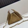 Mini Matte Chanel 25C Hobo Bag in Suede - Vintage Coin Toggle Drawstring Bucket Bag with Quilting and Retro Black-Gold Chain