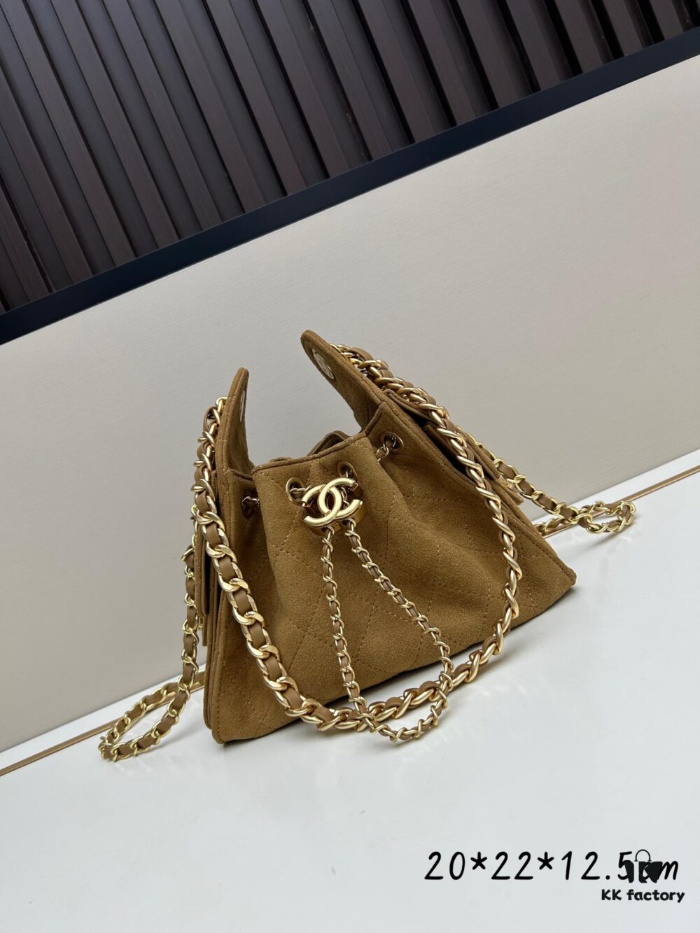 Mini Matte Chanel 25C Hobo Bag in Suede - Vintage Coin Toggle Drawstring Bucket Bag with Quilting and Retro Black-Gold Chain