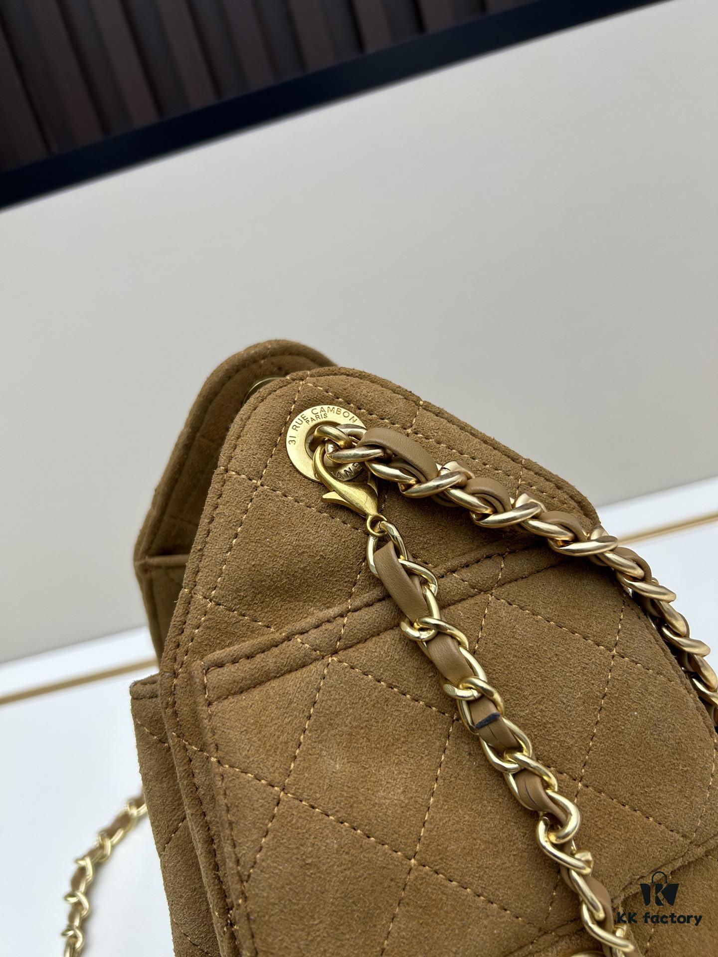 Mini Matte Chanel 25C Hobo Bag in Suede - Vintage Coin Toggle Drawstring Bucket Bag with Quilting and Retro Black-Gold Chain