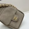 Mini Matte Chanel 25C Hobo Bag in Suede, Fringe Crossbody Bucket Bag with Vintage Gold Coin Toggle Drawstring, Diamond Quilting, Classic Chain Strap