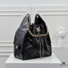 Large Upgraded Chanel 25C Hobo Bag in Oil-Waxed Calfskin - Vintage Gold-Tone Buckle Drawstring Bucket Bag with Quilted Pattern, Retro Black and Gold, Classic Chain Design