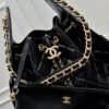 Large Upgraded Chanel 25C Hobo Bag in Oil-Waxed Calfskin - Vintage Gold-Tone Buckle Drawstring Bucket Bag with Quilted Pattern, Retro Black and Gold, Classic Chain Design
