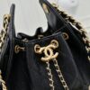 Mini Chanel 25C Bag Hobo Smooth Quilted Calfskin Bucket Bag with Vintage Gold-Tone Drawstring and Diamond Quilting, Classic Chain Design
