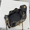 Mini Chanel 25C Bag Hobo Smooth Quilted Calfskin Bucket Bag with Vintage Gold-Tone Drawstring and Diamond Quilting, Classic Chain Design