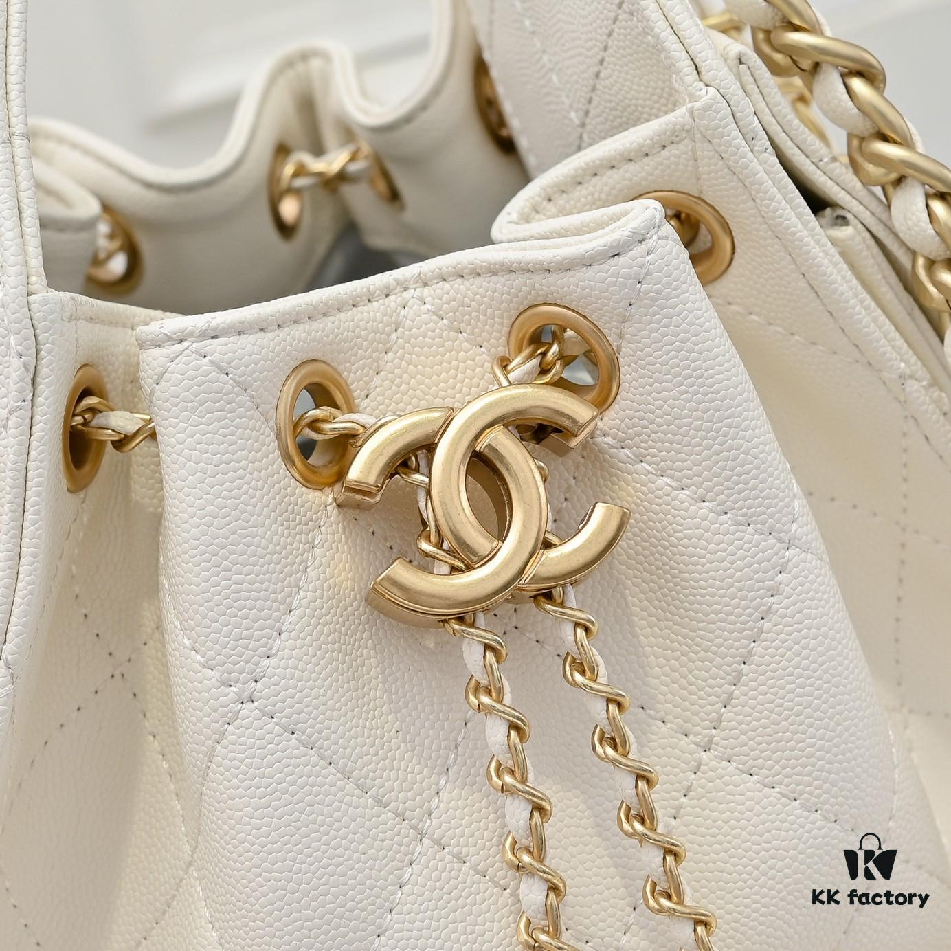 Mini Chanel 25C Hobo Bag in Quilted Calfskin with Vintage Gold Buckle Drawstring Bucket Design + Diamond Stitching + Retro Black and Gold Tone, Classic Chain Strap, Elegant and Versatile