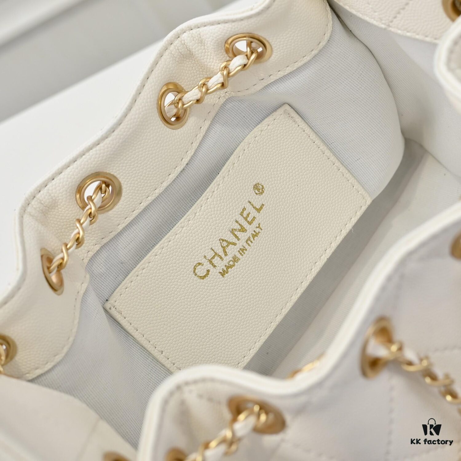 Mini Chanel 25C Hobo Bag in Quilted Calfskin with Vintage Gold Buckle Drawstring Bucket Design + Diamond Stitching + Retro Black and Gold Tone, Classic Chain Strap, Elegant and Versatile