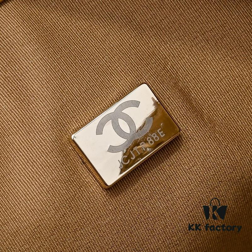 Large Upgraded Chanel 25C Hobo Bag in Suede Calfskin - Vintage Bucket Bag with Drawstring Closure, Quilted Diamond Pattern, Retro Gold-Tone Hardware and Classic Chain Design