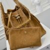 Large Upgraded Chanel 25C Hobo Bag in Suede Calfskin - Vintage Bucket Bag with Drawstring Closure, Quilted Diamond Pattern, Retro Gold-Tone Hardware and Classic Chain Design
