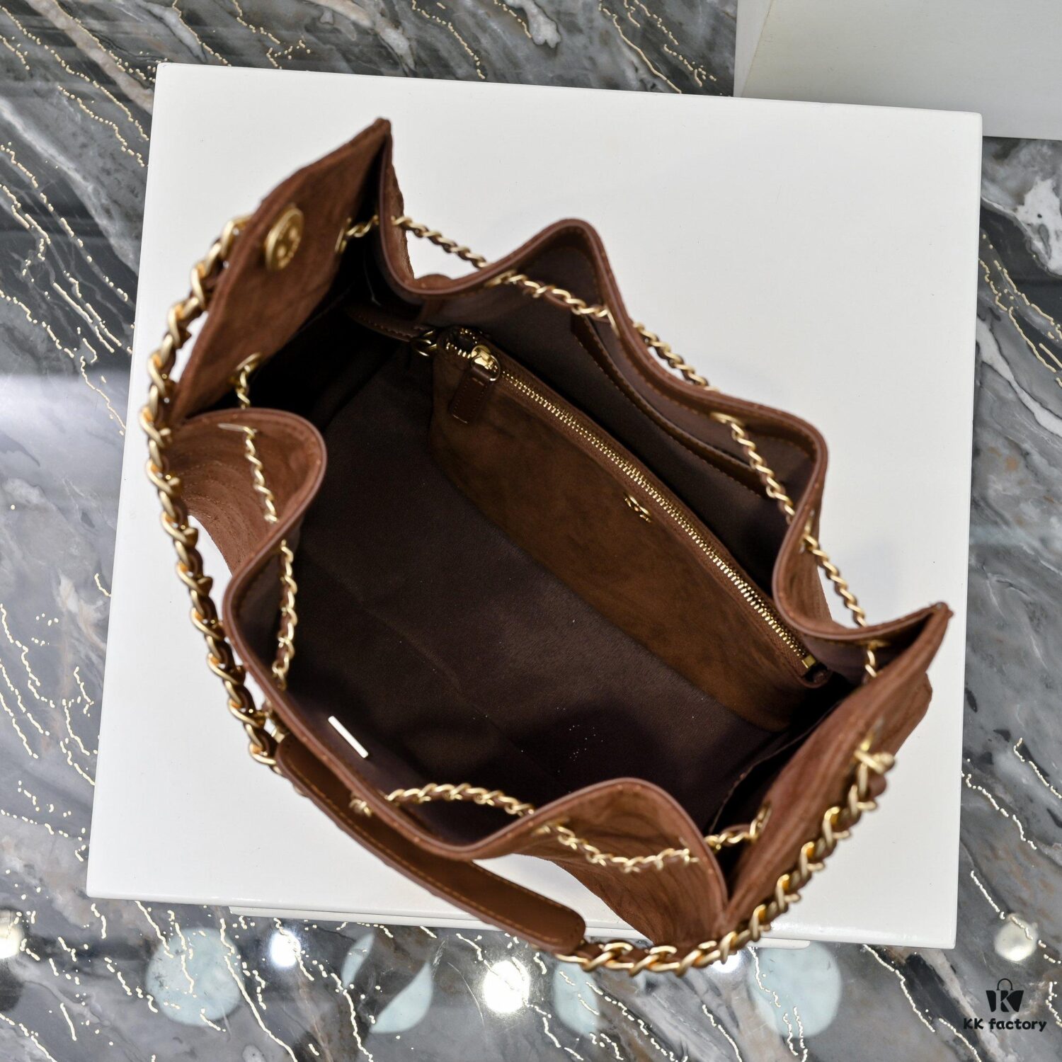 Large Upgraded Chanel 25C Hobo Bag in Suede Leather - Vintage Gold Buckle Drawstring Bucket Bag with Quilted Pattern, Retro Black and Gold, Classic Chain Design