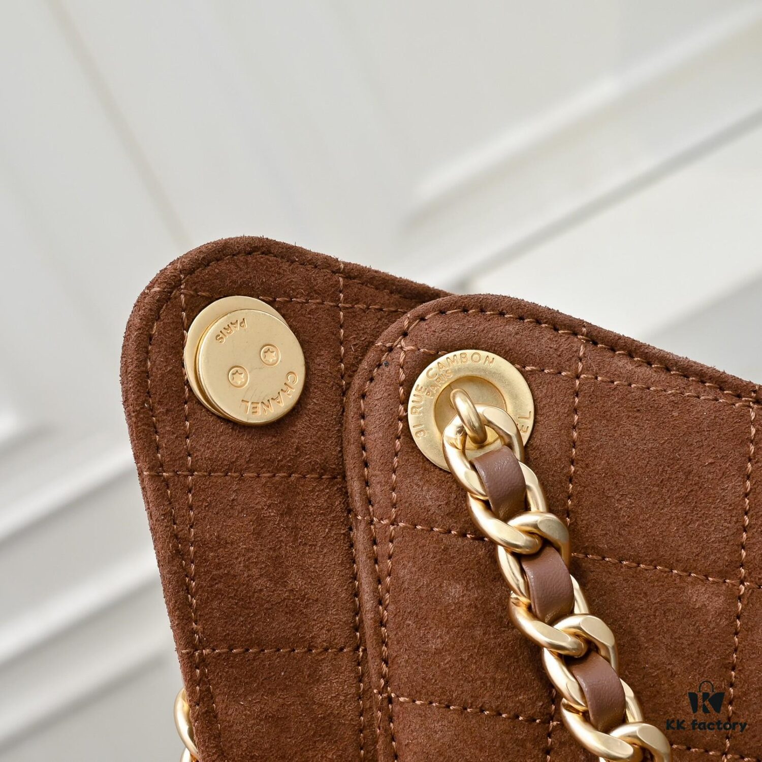 Large Upgraded Chanel 25C Hobo Bag in Suede Leather - Vintage Gold Buckle Drawstring Bucket Bag with Quilted Pattern, Retro Black and Gold, Classic Chain Design