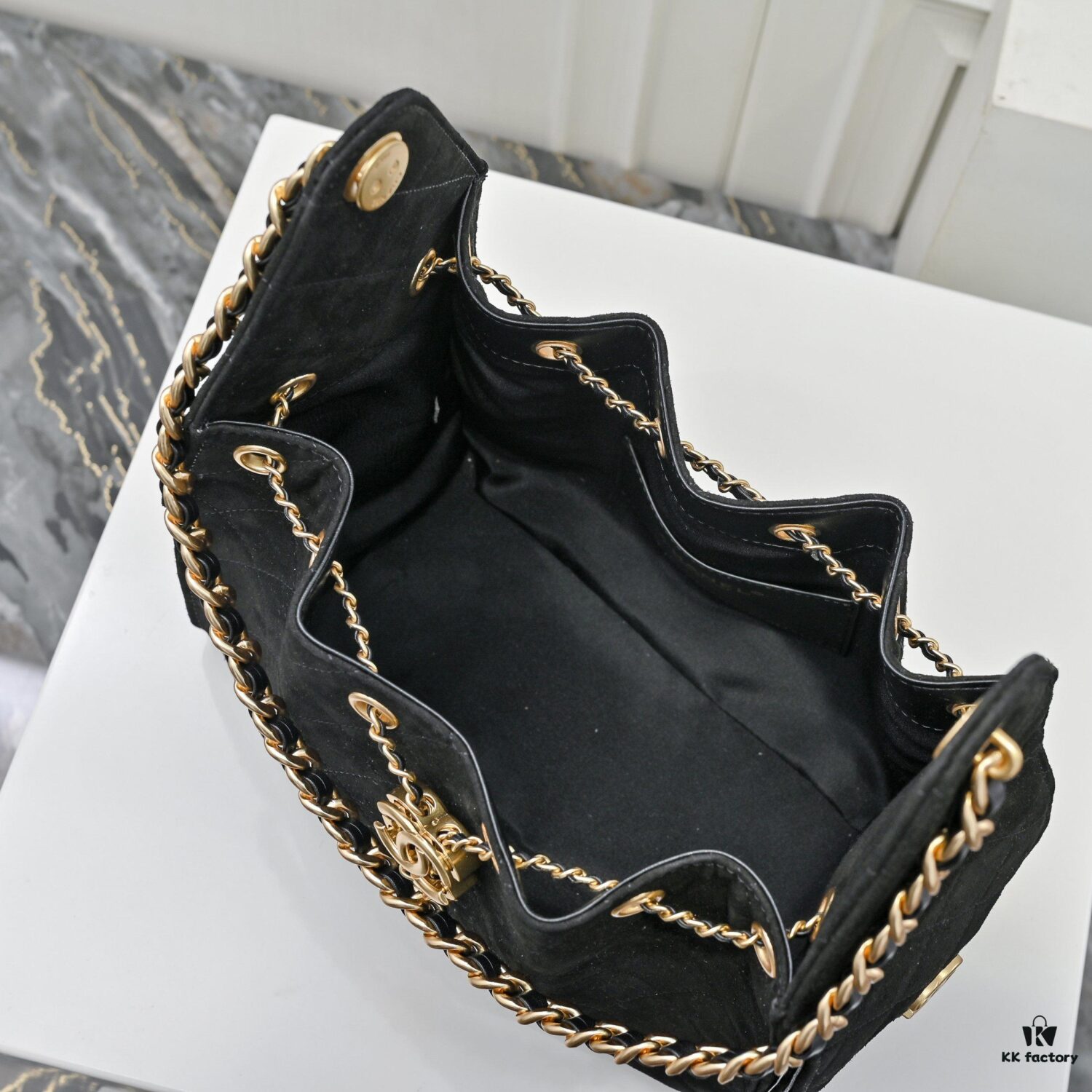 Upgraded Chanel 25C Hobo Bag in Sanded Calfskin - Mini Fringe Shoulder Bag with Vintage Coin Toggle Drawstring, Quilted Design, Retro Black and Gold Hardware, Classic Chain Detail