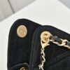 Mini Chanel 25C Bag Hobo Suede Crossbody Bucket Bag with Vintage Coin Toggle Drawstring, Quilted Design, Retro Black and Gold Hardware, Classic Chain Strap