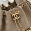 Mini Chanel 25C Hobo Bag in Suede, Crossbody Bucket Bag with Vintage Coin Toggle Drawstring, Diamond Quilting, Retro Black-Gold Hardware, Classic Chain Design