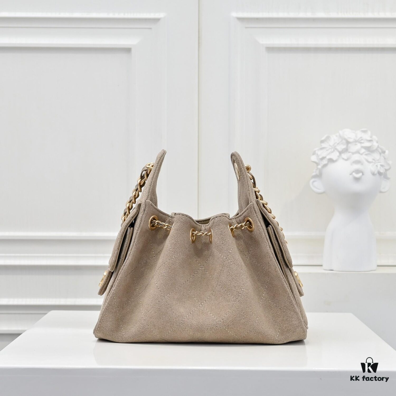 Mini Chanel 25C Hobo Bag in Suede, Crossbody Bucket Bag with Vintage Coin Toggle Drawstring, Diamond Quilting, Retro Black-Gold Hardware, Classic Chain Design