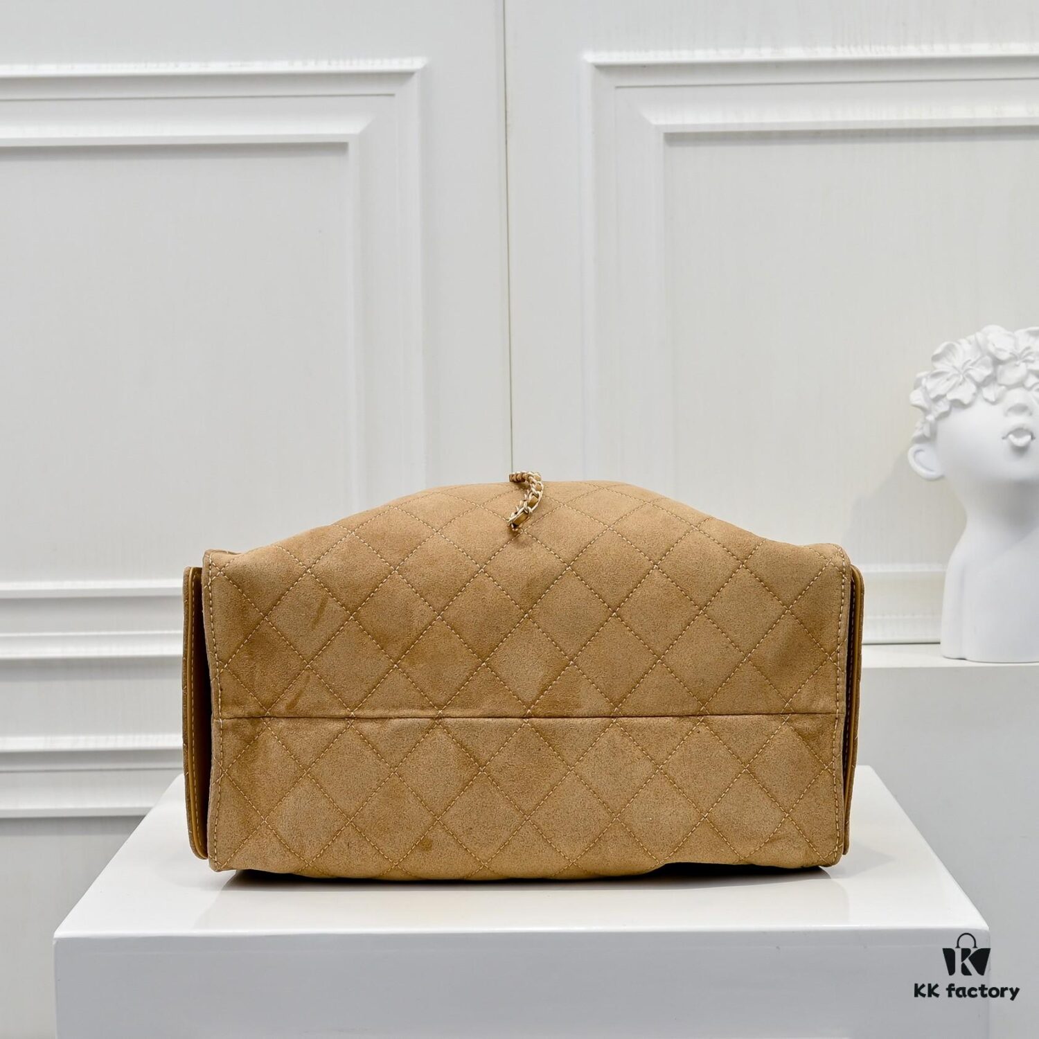 Large Upgraded Chanel 25C Hobo Bag in Suede Calfskin - Vintage Bucket Bag with Drawstring Closure, Quilted Diamond Pattern, Retro Gold-Tone Hardware and Classic Chain Design