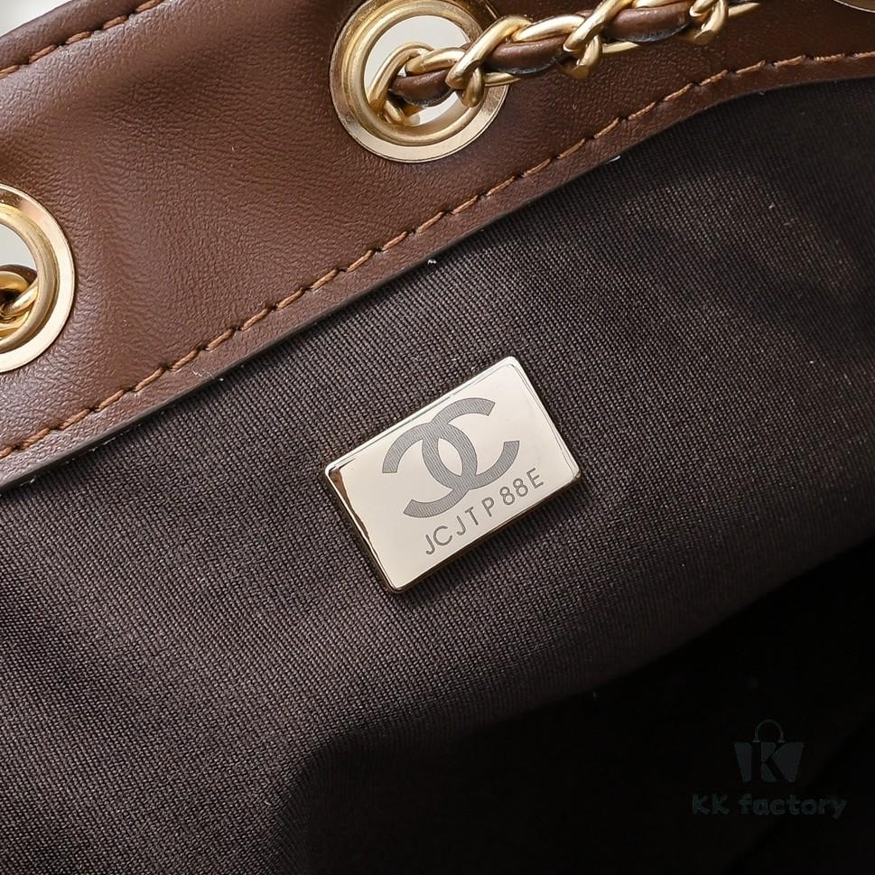 Mini Chanel 25C Bag Hobo Suede Crossbody Bucket Bag with Vintage Coin Toggle Drawstring, Quilted Design, Retro Black and Gold Hardware, Classic Chain Strap