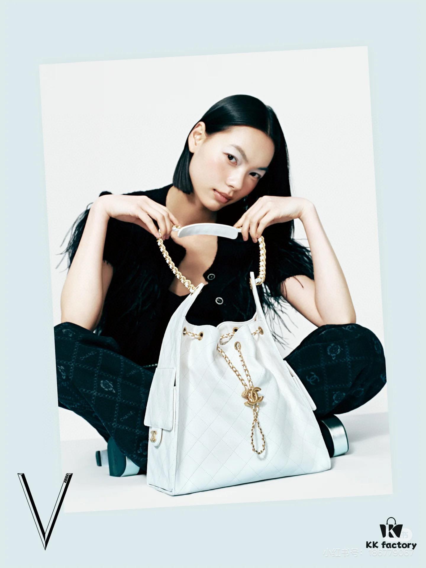 Large Size Suede, Frosted Upgrade Chanel 25C Hobo Bag, Vintage Coin Button Drawstring Bucket Bag with Diamond Quilting, Retro Black and Gold, Classic Chain Design