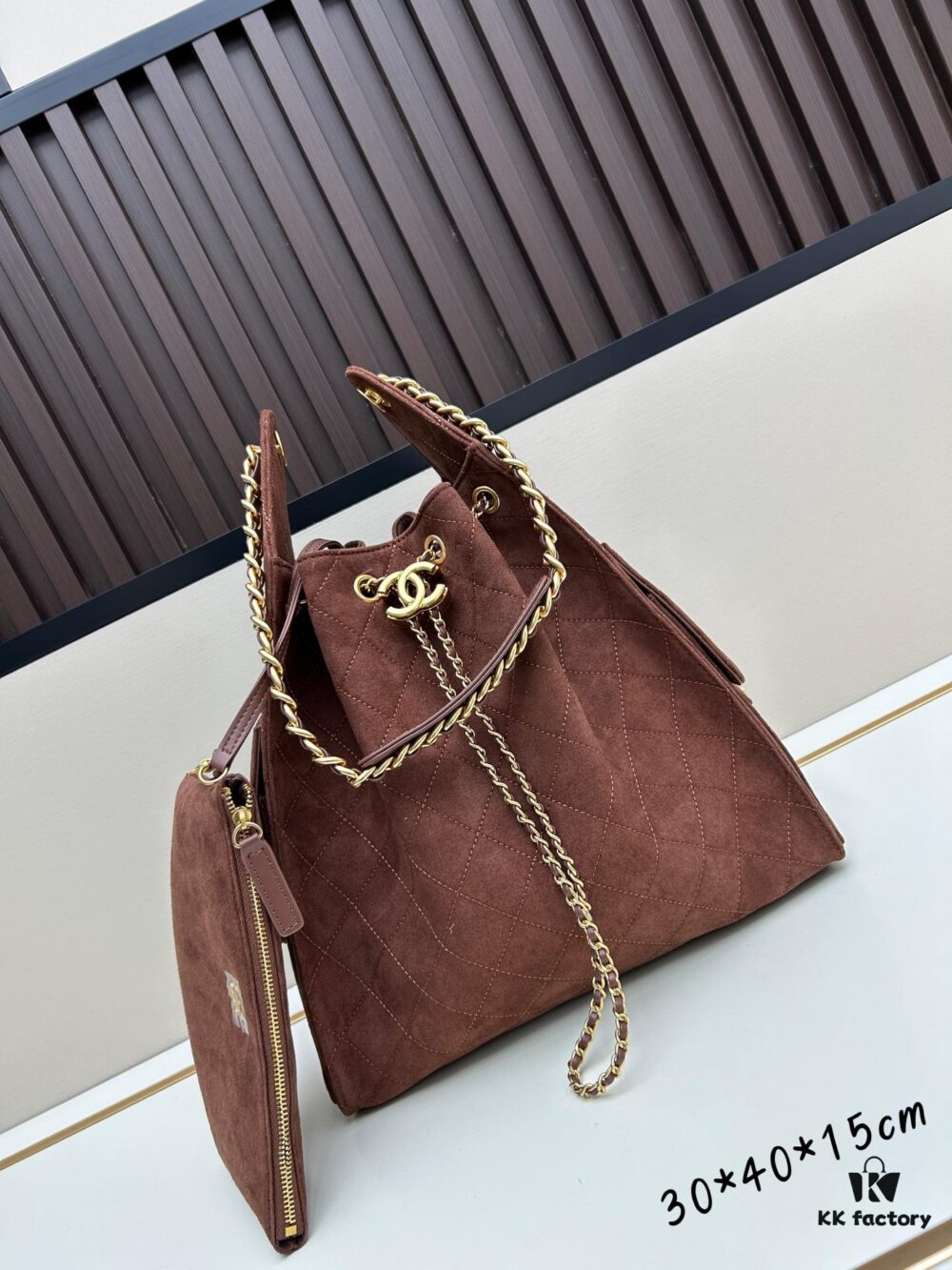 Large Size Suede, Matte Finish, Upgraded Chanel 25C Style Hobo Bag with Vintage Gold Coin Drawstring Closure, Quilted Design, Retro Black and Gold Hardware, Classic Chain Detail