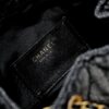 Upgraded Chanel 25C King Bag Washed Gradient Denim Hobo Bag Small Vintage Coin Button Drawstring Bucket Bag with Quilted Pattern and Retro Black-Gold Tone Chain Design