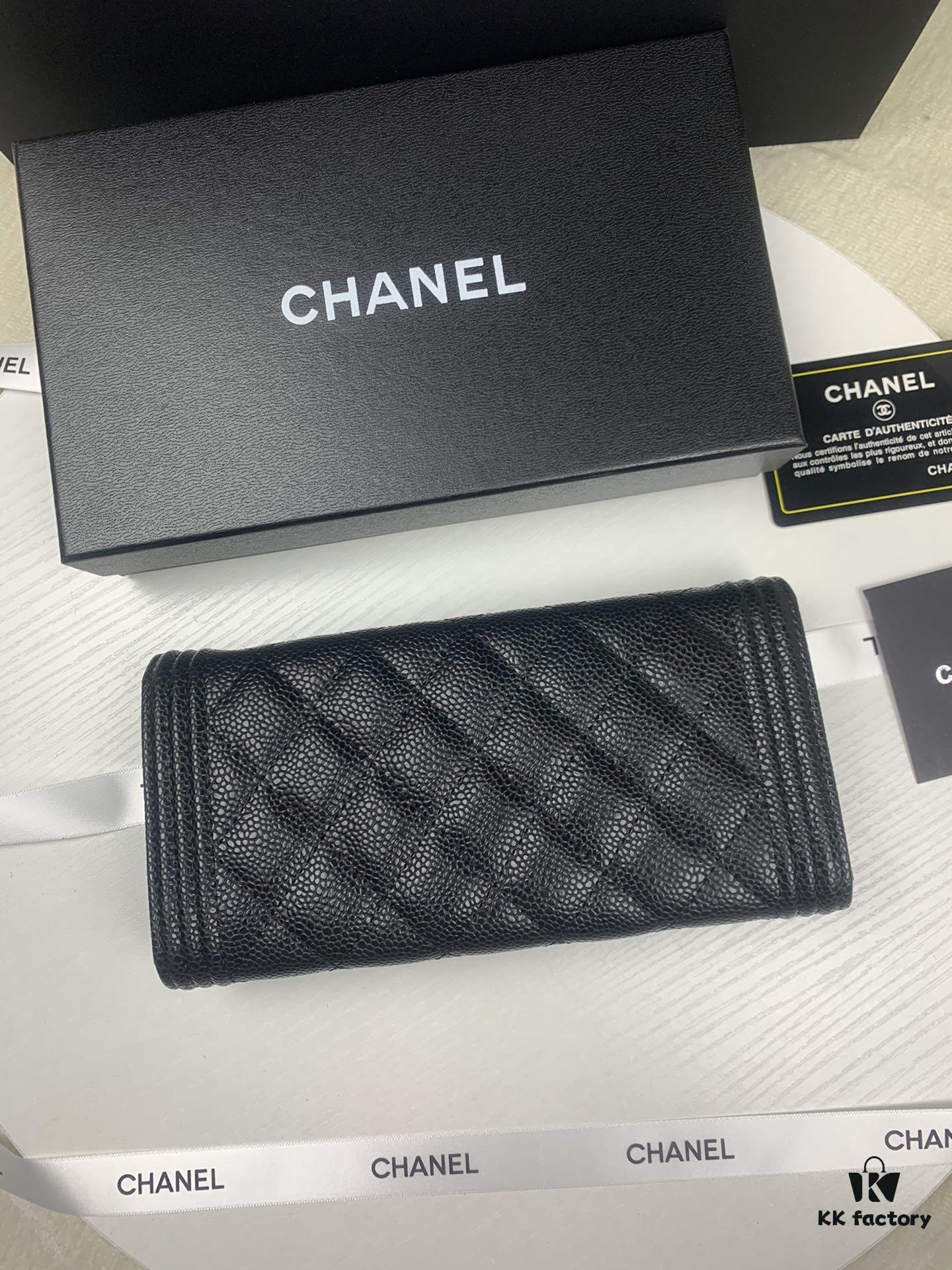 CHANEL Le Boy Long Wallet - Model A80286, Calfskin Leather with Hardware, Authentic Quality, Complete Packaging