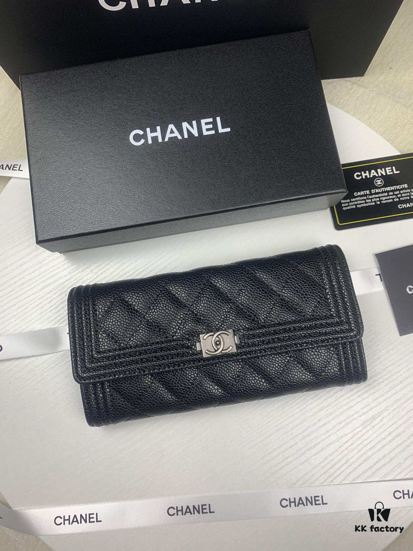 CHANEL Le Boy Long Wallet - Model A80286, Calfskin Leather with Hardware, Authentic Quality, Complete Packaging