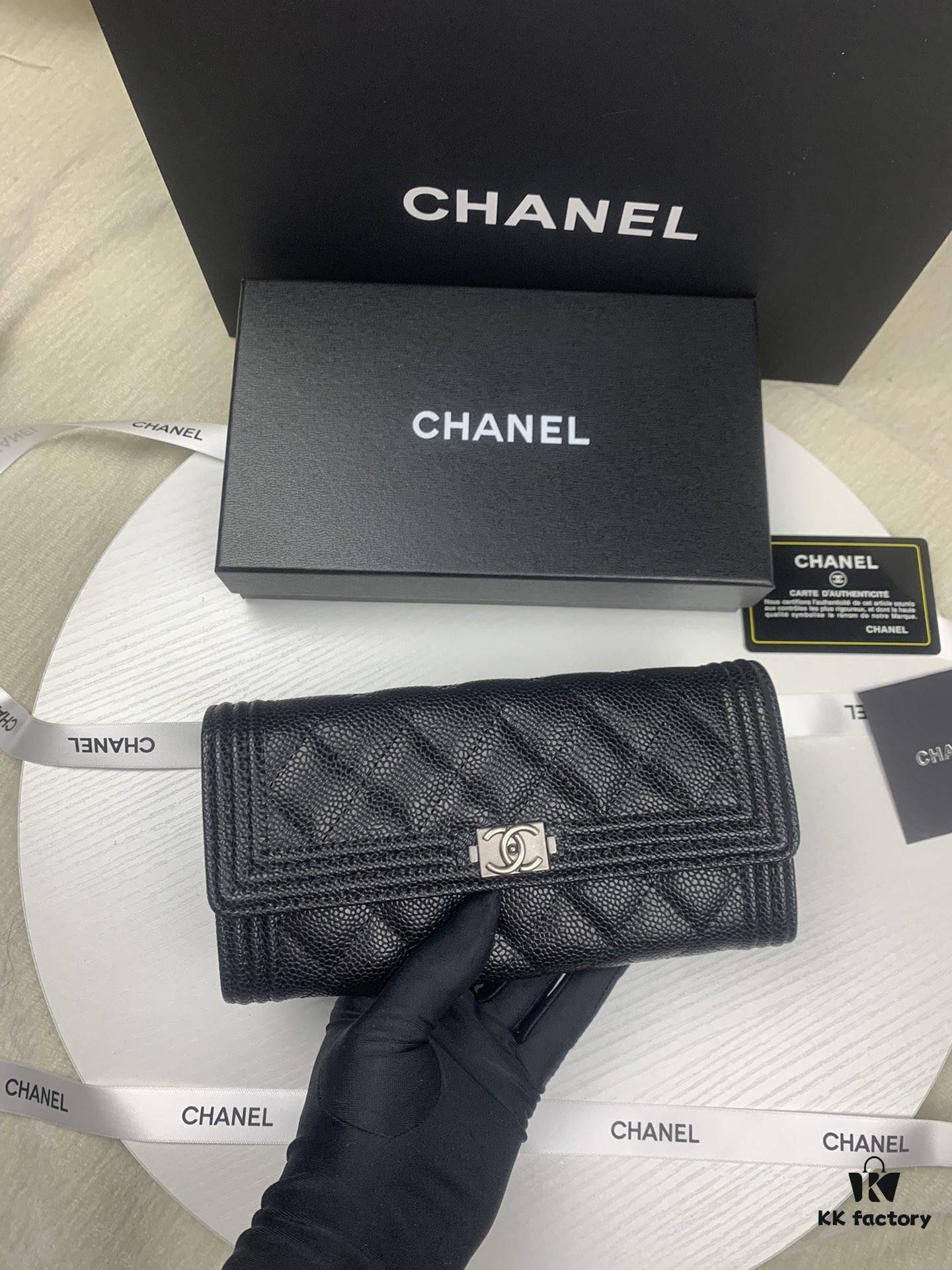 CHANEL Le Boy Long Wallet - Model A80286, Calfskin Leather with Hardware, Authentic Quality, Complete Packaging