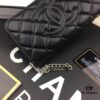 Chanel 15C-169# Small Lambskin Quilted Single-Zip Wallet in Black with White Trim or All Black