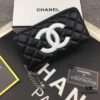 Chanel 15C-169# Small Lambskin Quilted Single-Zip Wallet in Black with White or Black Trim