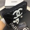 Chanel 15C-169# Small Lambskin Quilted Single-Zip Wallet in Black with White or Black Trim